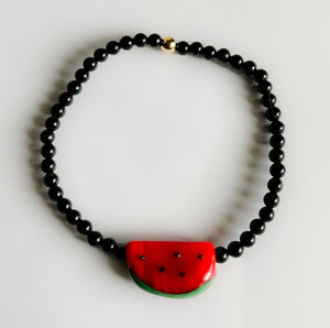 Long glass watermelon bracelet