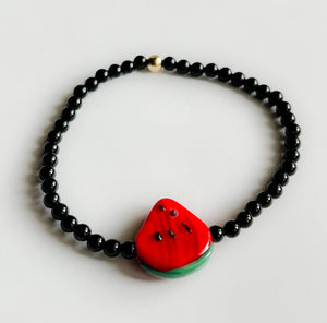 Short glass watermelon bracelet